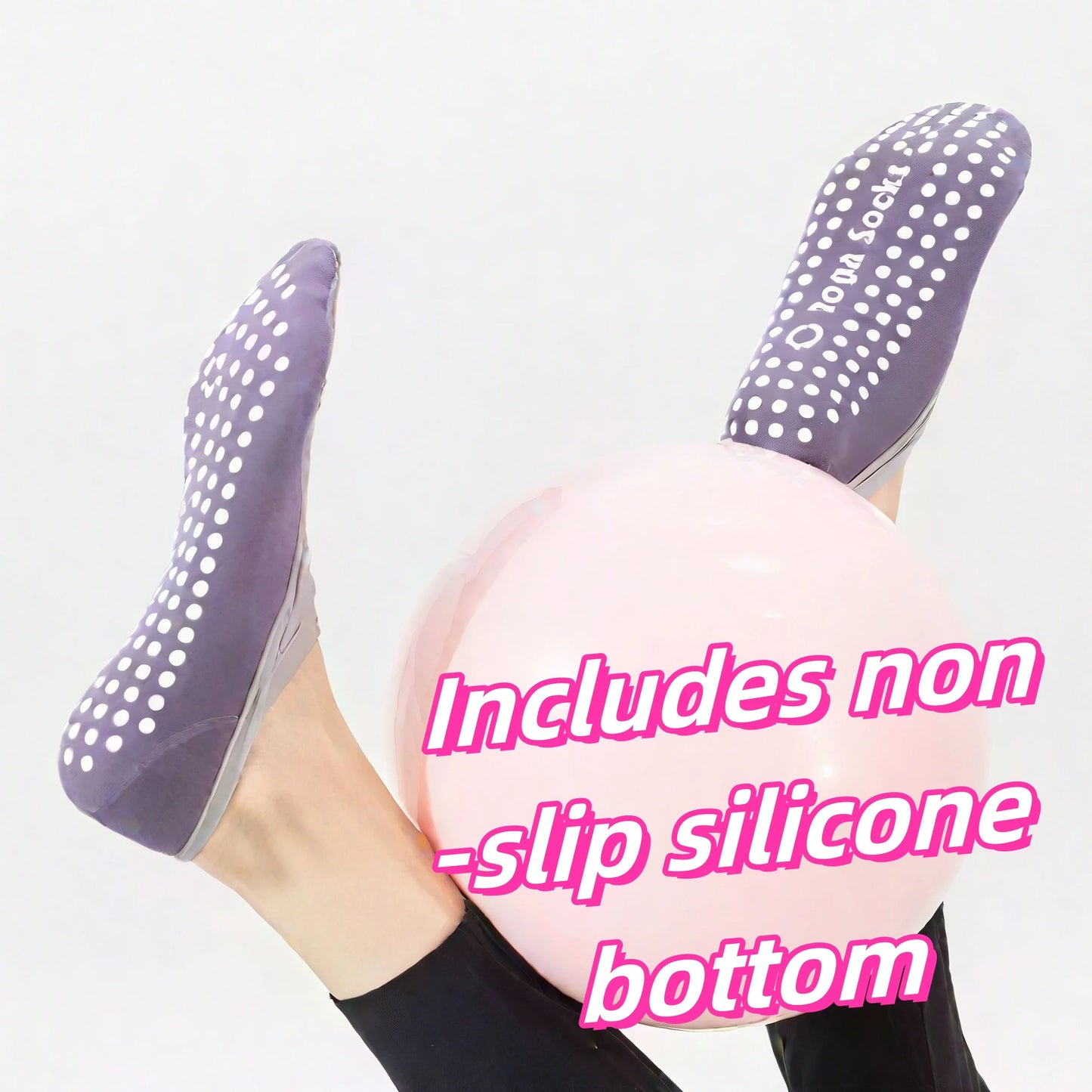 NEW Arrivals 4 Pairs Women Fitness Dancing Yoga Professional Non-Slip Silicone Non-Slip Silicone Socks Gym Home Fitness Footwear Breathable Soft Yoga Socks Ladies Sports Apparel Accessories