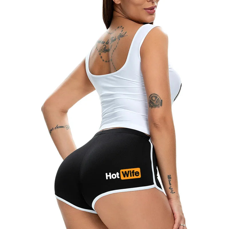 NEW Arrivals S-2XL EU Size Sexy *Hot Wife* Shorts Hot Pants for Girls New Women Shorts Sexy Female Lingerie Stretch Sports Running Hiking Cycling Shorts Yoga Pants Home Underwear Beach Bar Shorts