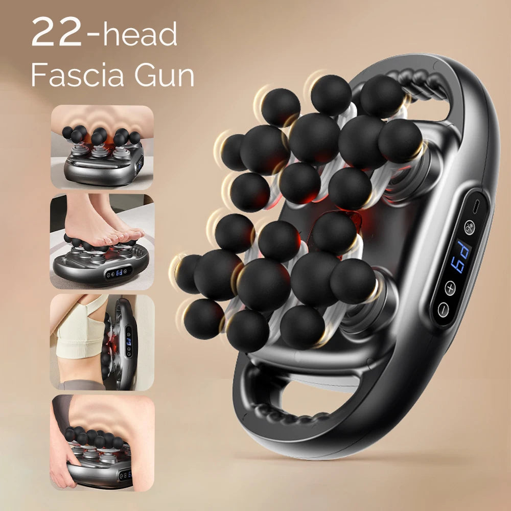 NEW Arrivals 22-Head Fascia Gun High-Frequency Vibration Body Massage Gun Back and Waist Massager Neck Shoulder Massager Muscle Massage Relaxation Accessories Health Care Supplies