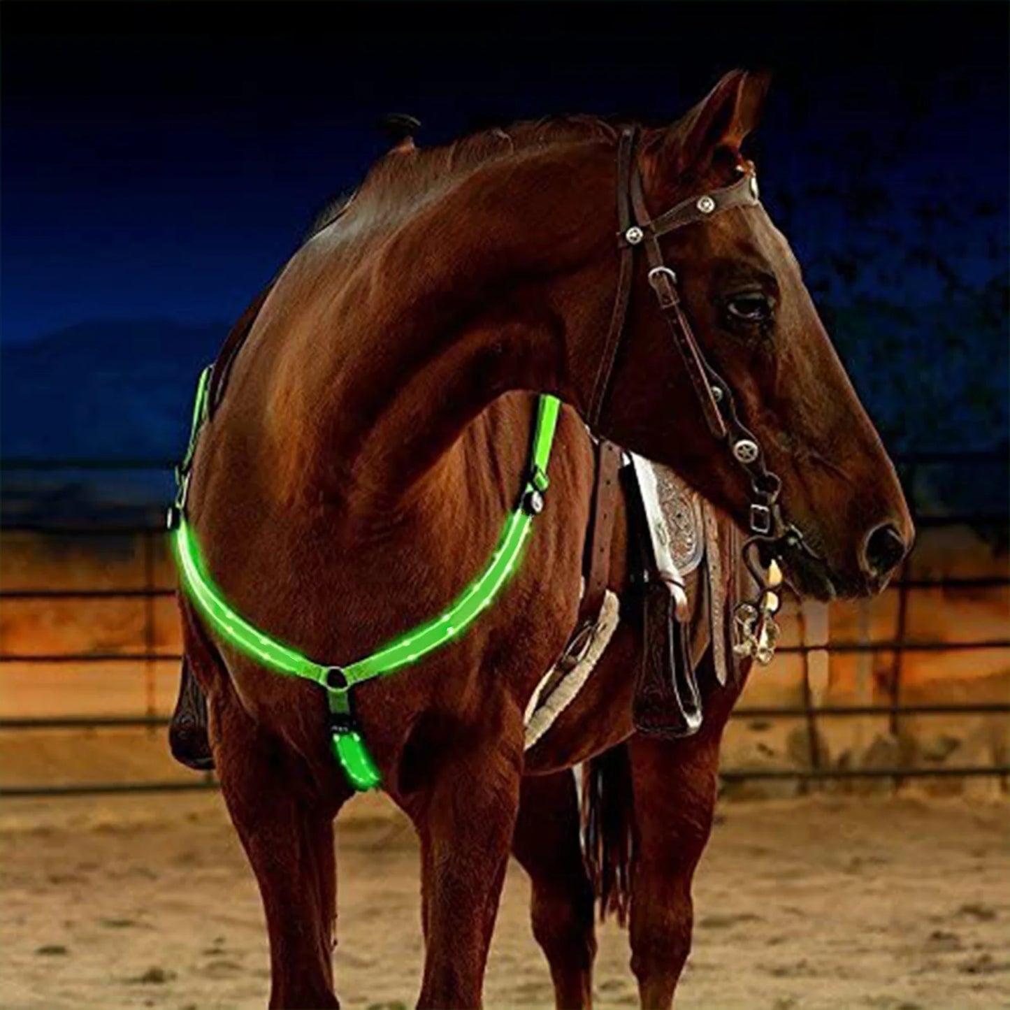 Horse Equipment Breastplate Nylon LED Night Flashing Light Bar Harness Outdoor Sports USB Charge Equestrian Riding Decorations Belt