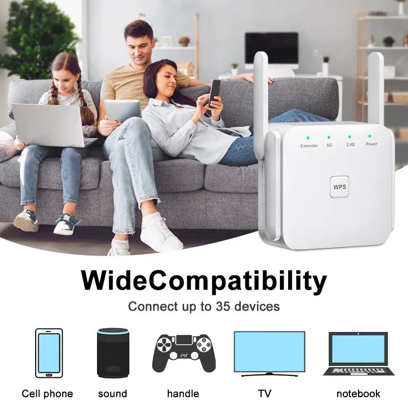 1200Mbps 5Ghz Wireless WiFi Repeater Booster 2.4G/5GHz Wi-Fi Signal Amplifier Extender Router Network Wlan WiFi Repetidor