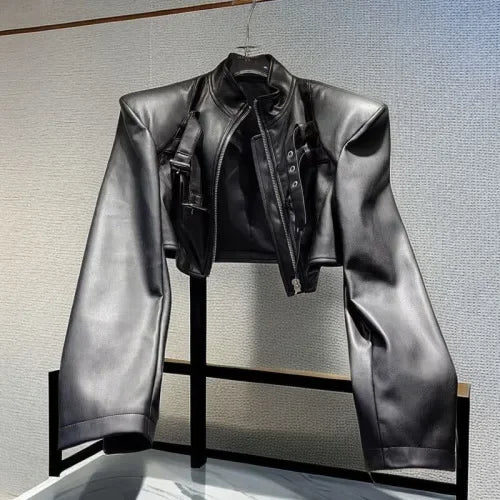 NEW Arrivals Y2K PU Leather Autumn Winter Jackets for Women Streetwear Solid Moto Bilker Style Chaquetas Ins Fashion Short Ropa De Mujer Girls Fashion Clothing Supplies
