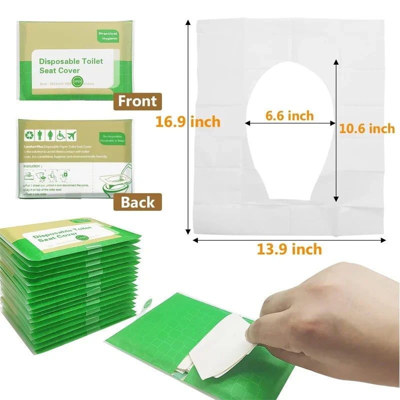 NEW Arrivals 200PCS Set Disposable Toilet Seat Cover Paper Portable Waterproof Soluble Water Travel Camping Hotel Bathroom Toilet Mat Pads