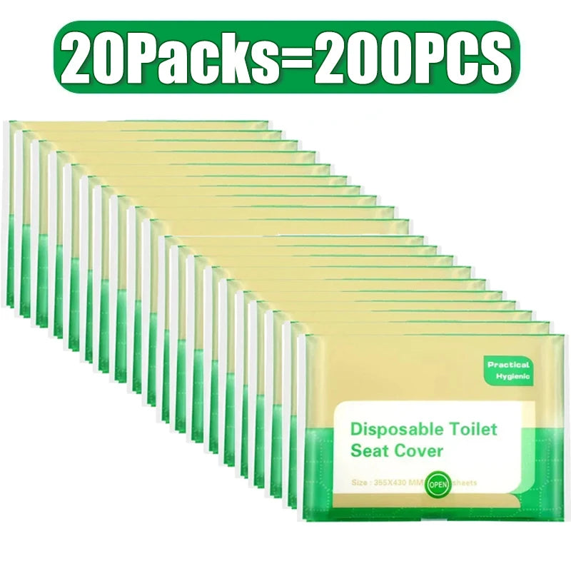 NEW Arrivals 200PCS Set Disposable Toilet Seat Cover Paper Portable Waterproof Soluble Water Travel Camping Hotel Bathroom Toilet Mat Pads