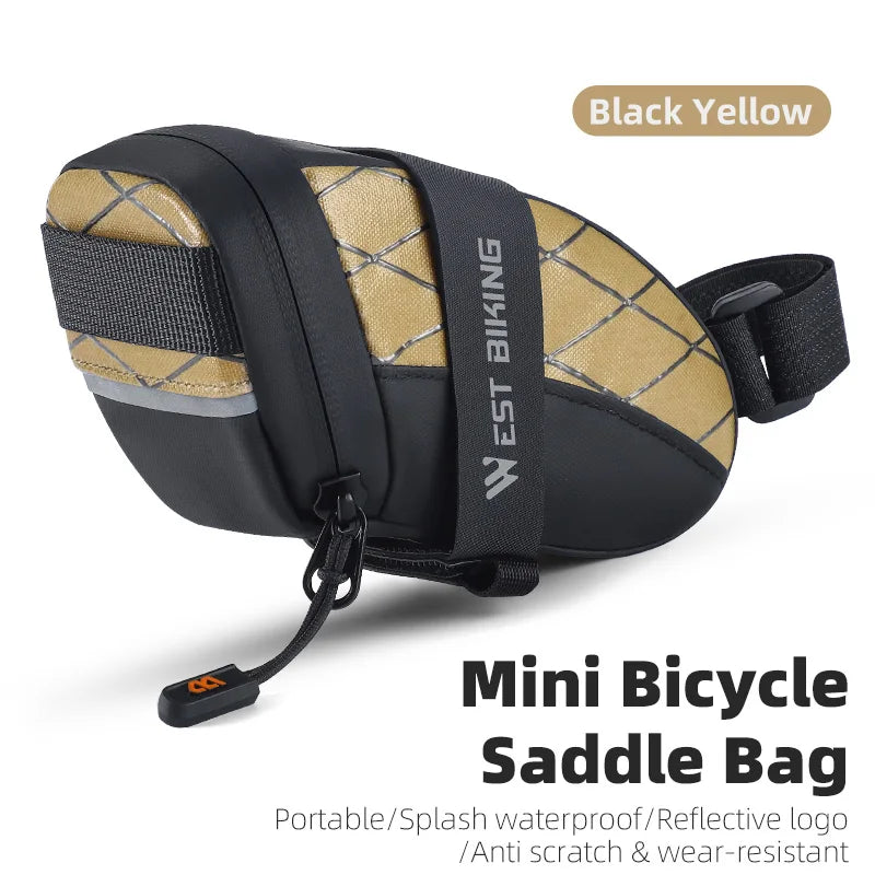 NEW Arrivals Mini Bicycle Saddle Bag Waterproof Storage Tail Rear Pouch Accessory Kit Tool Reflective MTB Road Bicycle Bag Accessories Sports Supplies