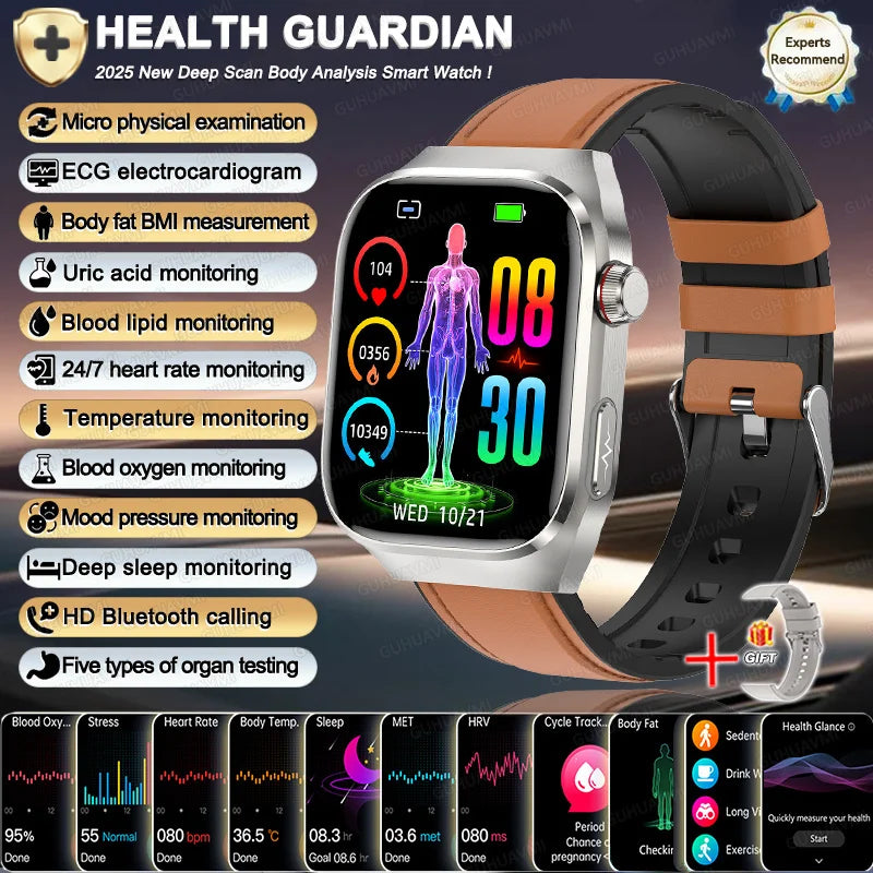 NEW Arrivals 12 Colors/Patterns Women Men Ai Diagnosis Health Healing Wrist Watch ECG+PPG Smart Watch Precise Uric Acid Blood Pressure Organ Body Analysis Smart Watch HD Call Watches Health Watch