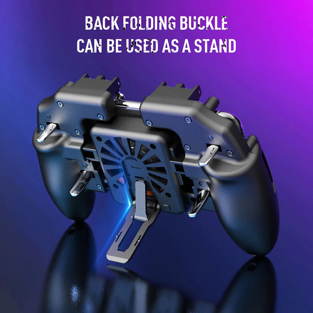 1~5PCS Mobile Joystick Controller Turnover Button Gamepad for PUBG iOS Android Six 6 Finger Operating Gamepad With Cooling Fan