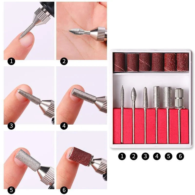 Portable Electric Nail Drill Machine Manicure Milling Cutter Set Nail Files Drill Bits Gel Polish Remover Tools