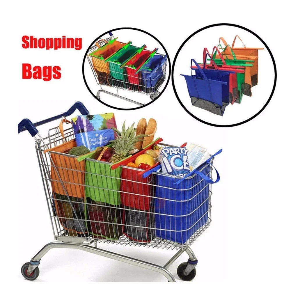 4Pcs/set Thermal Foldable Cart Trolley Supermarket Shopping Storage Bags Reusable Eco-Friendly Grocery Shop Handbag Nonwovens Tote Bag
