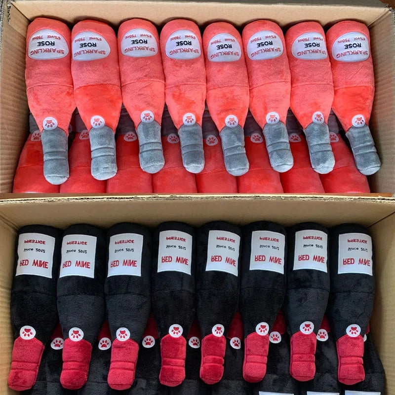 NEW Arrivals Creative Beer Champagne Vodka Bottle Shaped Plush Dog Squeaky Toys Soft Small Large Dog Interactive Bite-Resistant Clean Chew Toy Pet Accessories