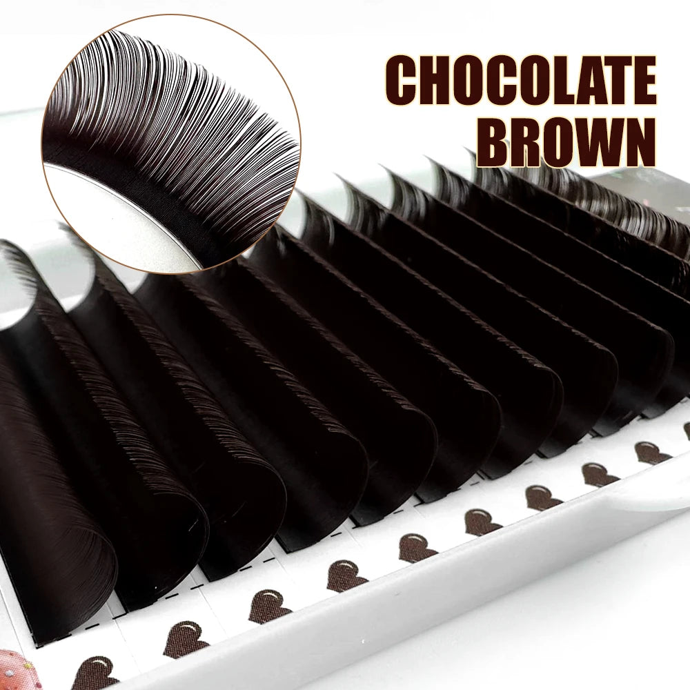Abonnie Dark Brown Individual Eyelashes Extension Premium Eyelashes 8-15&mix Mink Lashes Professional Classic Lash Extensions