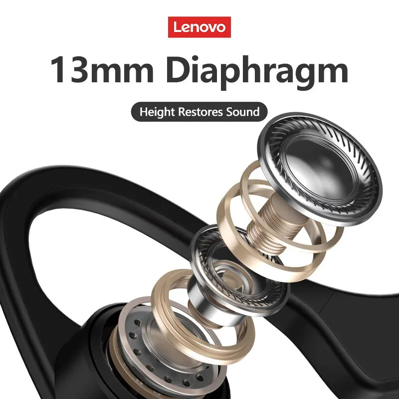 Original Lenovo X4 Bone Conduction Bluetooth Headphone Sports Swimming Diving Earphone Waterproof Wireless Headset with Microphone Ear Hook TWS Bass Hi-Fi Stereo Sound