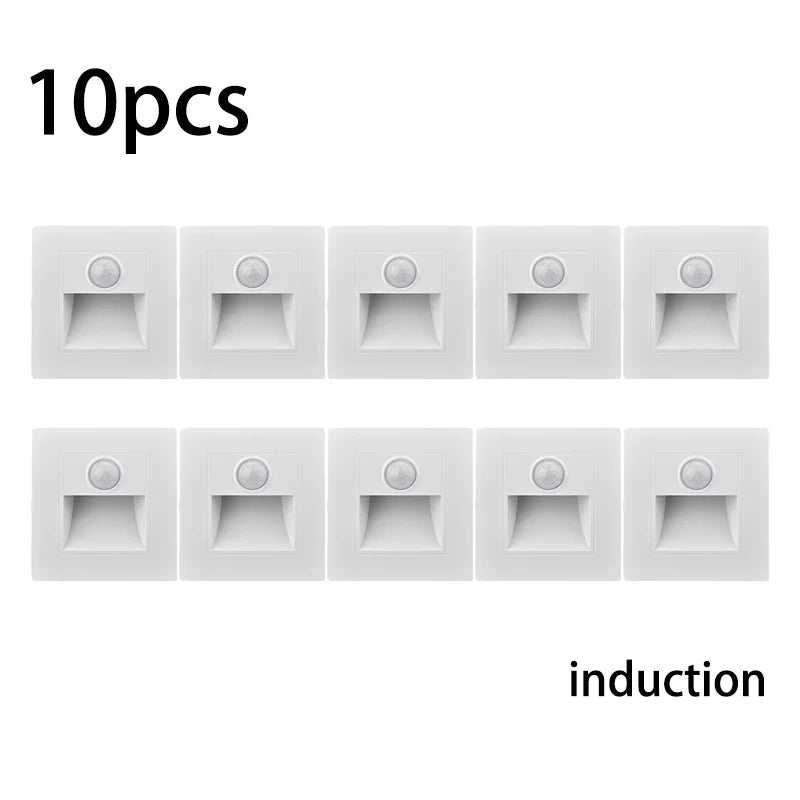 NEW Arrivals 10PCS Set Motion Sensor Light AC110V-240V Infrared Human Body Induction Night Footlight LED PIR Sensor Stairway Corridor Foyer Lighting