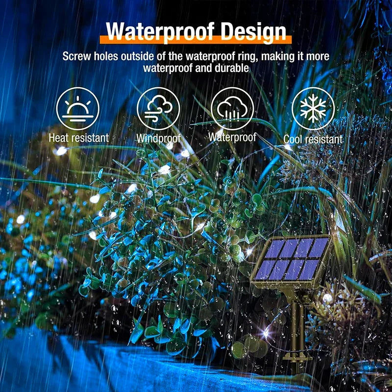 NEW Solar Fairy String Lights Outdoor LED Garden Christmas Decor Garland Light For Xmas Halloween Thanksgiving Wedding