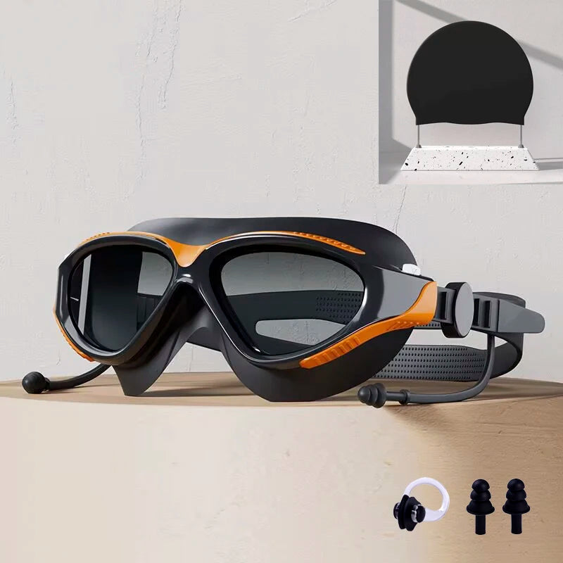 NEW 3 Colors Large Frame Women Men Swimming Goggles Anti-Fog Professional High-Definition Swimming Goggles Adjustable Wide Field of Vision Swimming Beach Water Pool Accessories Sports Supplies
