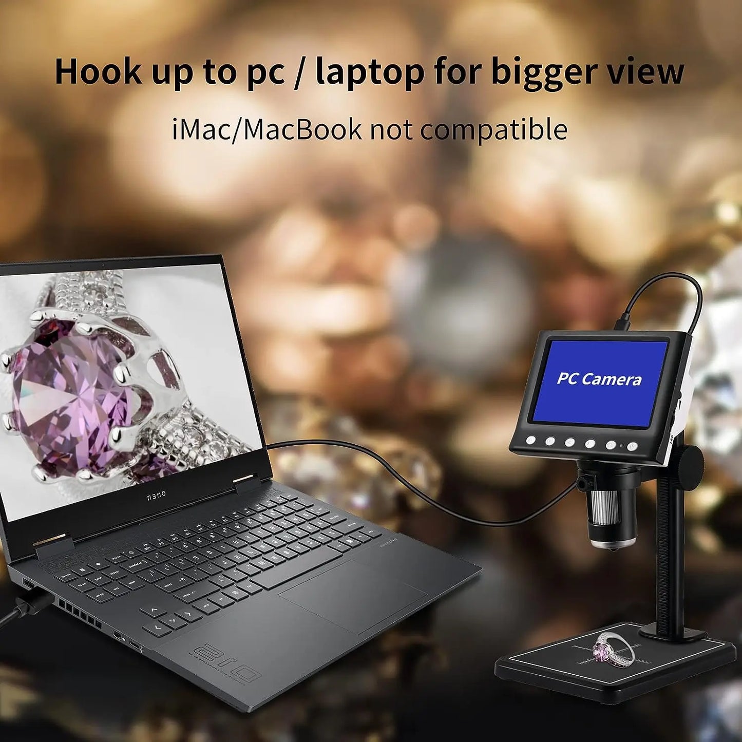 Hayve 4.3'' Digital Microscope 1600X USB Microscope 1080p Soldering Microscope with 8 LEDs Compatible with Windows/Mac OS (DM7)