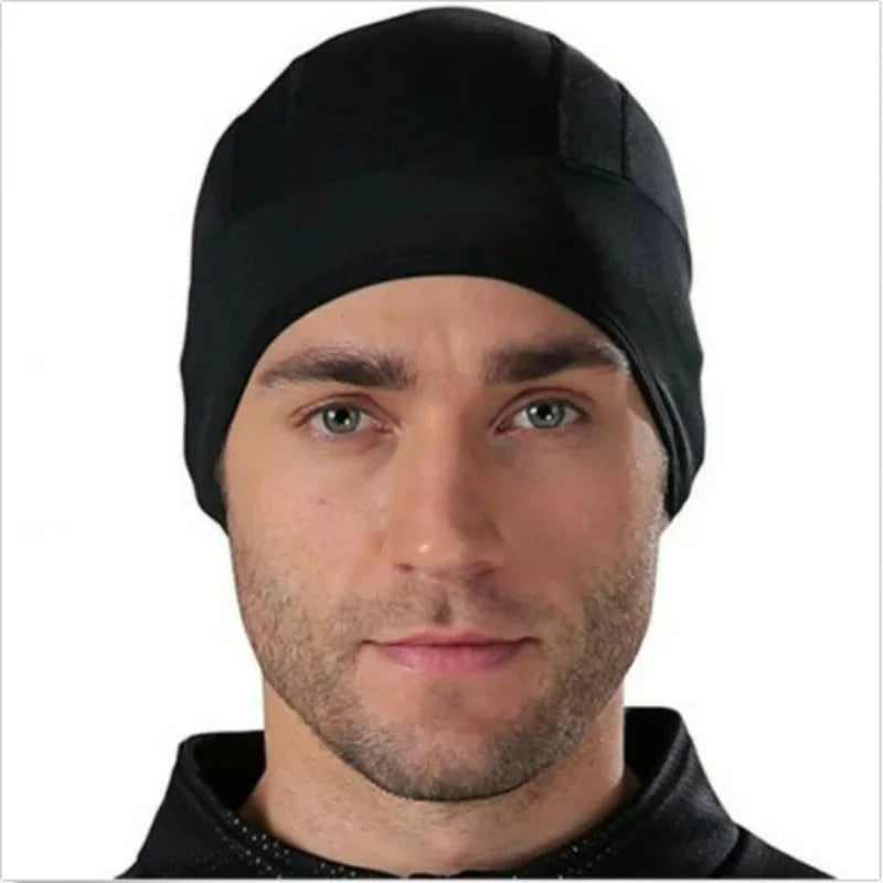 NEW Arrivals 2PCS Set White/Black Color Bicycle Motorcycle Helmet Inner Cap Hat Quick Dry Breathable Hat Racing Cap Under Helmet Beanie Cap Outdoor Travel Running Hat Sports Supplies