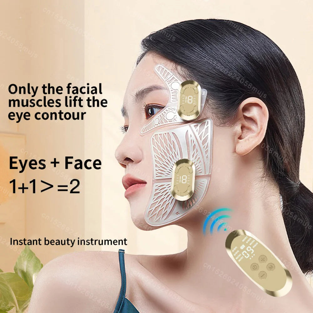 NEW EMS Facial Eye Massager Electric with Remote Control Muscle Stimulator Facial Massagers Beauty Eyes Face Lifting Fatigue Relief Women Skin Care Supplies