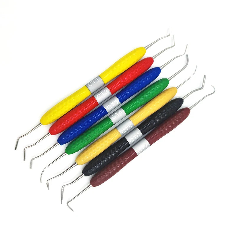 7PCS/SET Dental Resin Filler Set Plastic Dresser With Silicone Handle Aesthetic Restoration Kit for Resin Knife Spatula Tool
