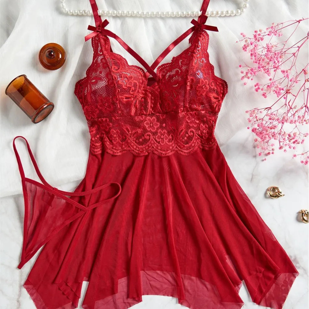 NEW Arrivals Women Suspenders Sleepwear For Sleeping Women Pajama Night Dress Thong Set Nighties And Lingerie Women's Nightwear Seductive Dresses