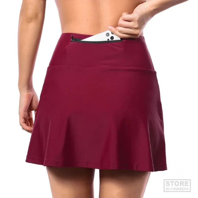 ARSUXEO Women's Cycling Shorts Skirts 2 In 1 High Waist Bicycle Bike Underwear Padded Gym Tennis Underpants Fitness Running
