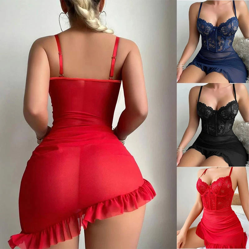 NEW Arrivals S-XL 7 Colors Women's Transparent Underwear Bra Erotic Lingerie See Through Lace Ethical Delicate Sexy Nighty Bra Set Sexy Hot Fairy Lingerie Female Sexy Nightdress