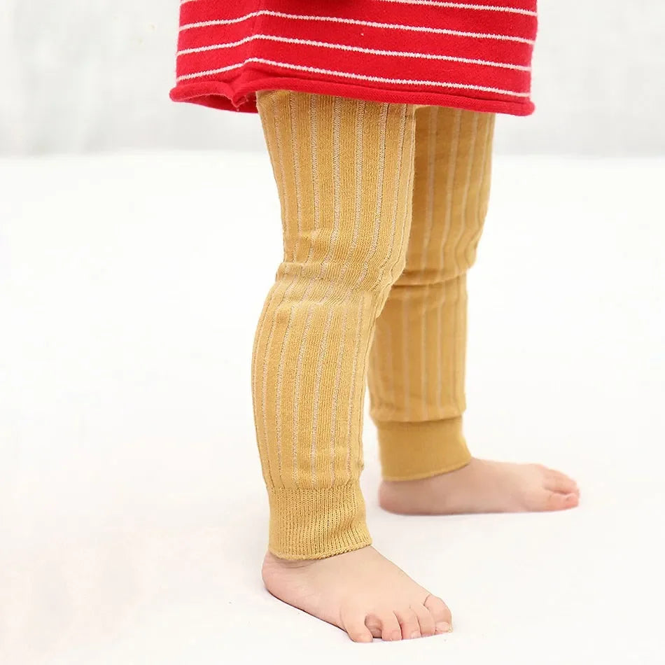 NEW Arrivals 0-5 Years Girls Pantyhose Baby Footless Cotton Leggings Infant Autumn Trousers Toddler Knitted Ribbed Tights Solid Stretch Bottoms