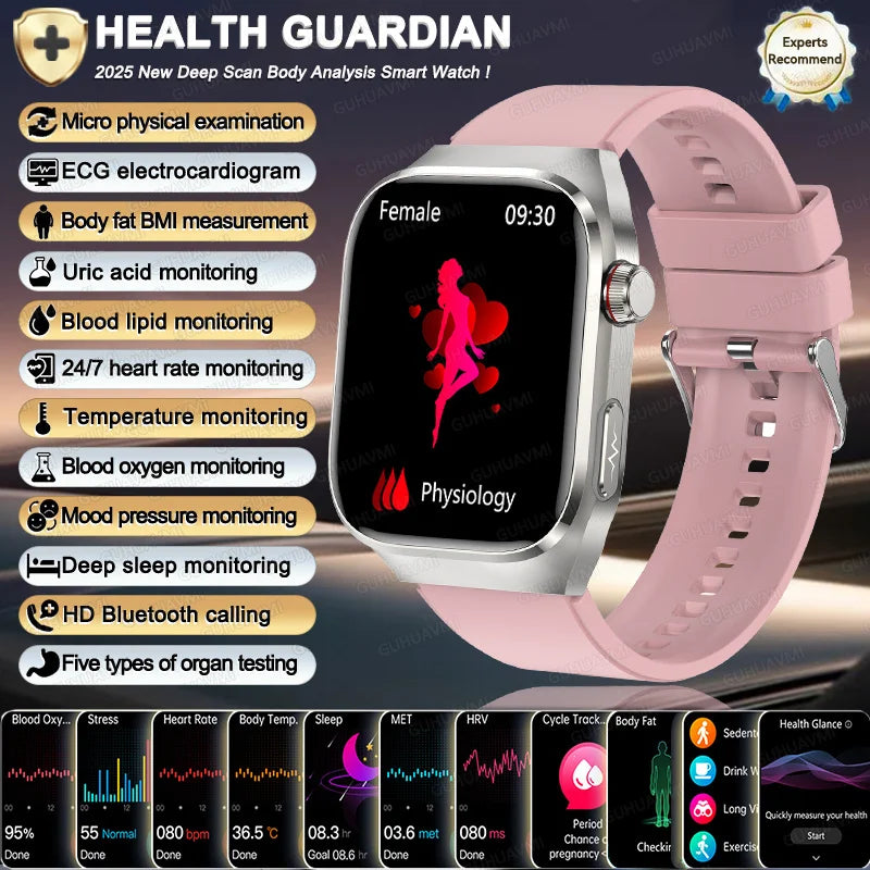 NEW Arrivals 12 Colors/Patterns Women Men Ai Diagnosis Health Healing Wrist Watch ECG+PPG Smart Watch Precise Uric Acid Blood Pressure Organ Body Analysis Smart Watch HD Call Watches Health Watch