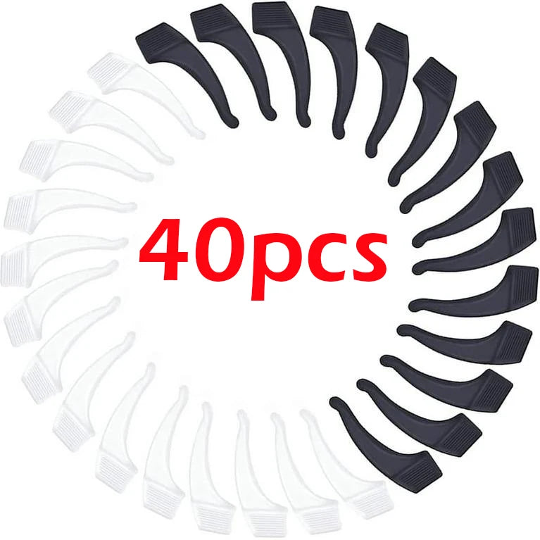 New Arrivals 20 Pairs Set (40PCS) Silicone Anti-Slip Ear Hooks for Women Men Antiskid Glasses Leg Ear Sleeve Clear Anti-fall Eyewear Holder Accessories