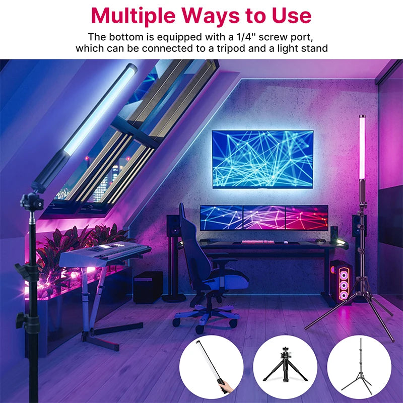 VL119 Handheld RGB Colorful Stick Light 19.68 inch Handheld LED Light Wand CRI 95+ 2500K-9000K Photography Studio Lamp