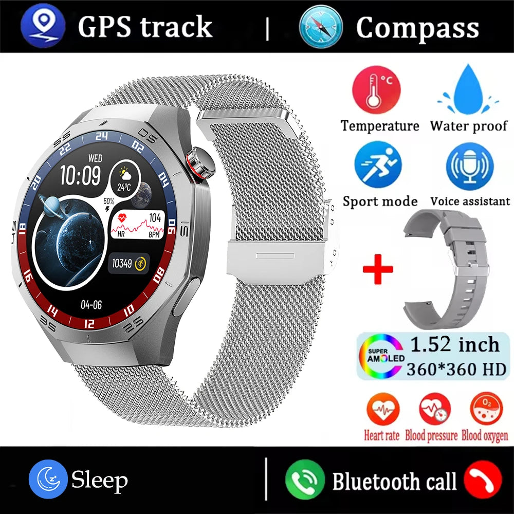 NEW 5 MAX RAM/ROM 128MB For Android and IOS Smart Watch Men AMOLED Screen GPS Motion Trajectory Heart Rate Bluetooth Calls Smart Watch Waterproof Women Men Smart Wrist Watch Health Care Sports Supplies