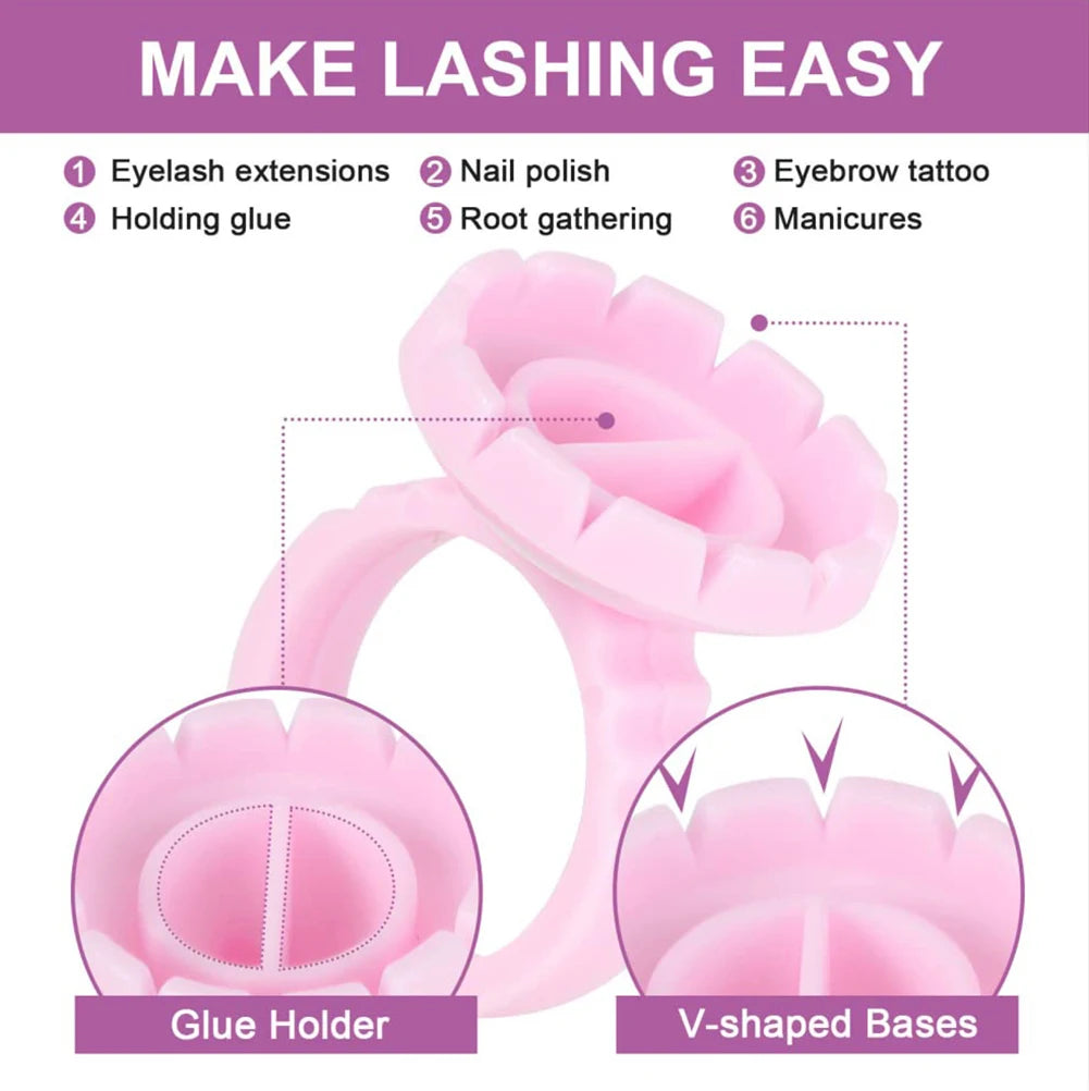 100PCS Eyelash Glue Fan Cup Rings Holder Container for Eyelash Extension Tattoo Pigment Cup Lash Tool Accessories Supplies