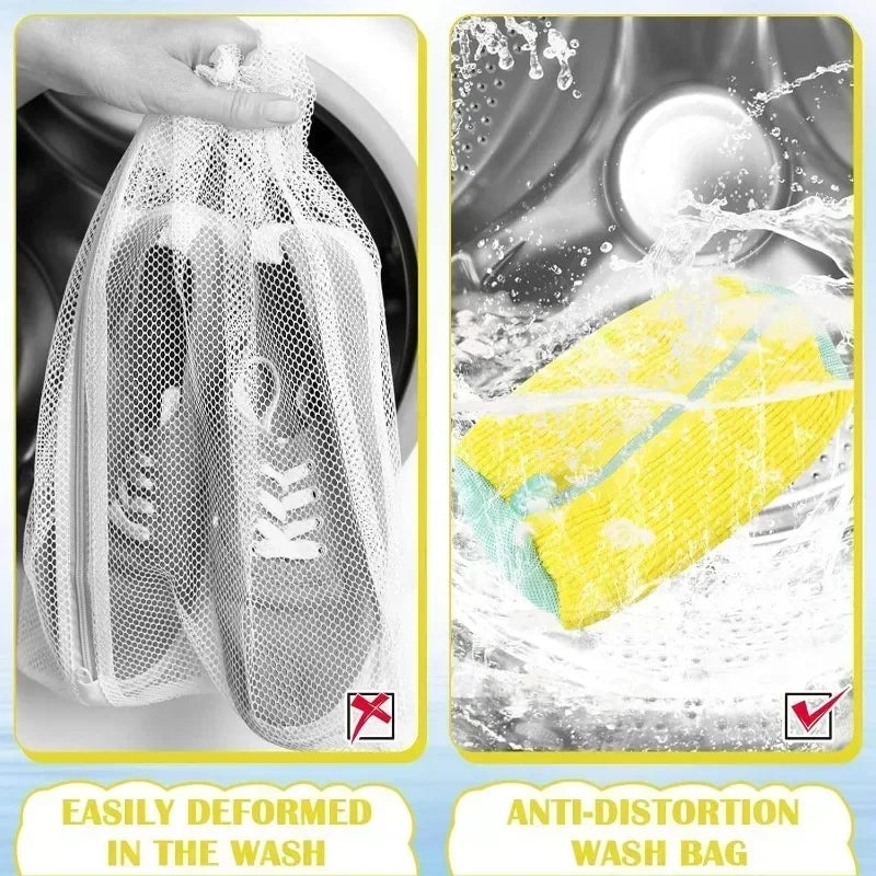 NEW 4pcs Set 3 Colors Laundry Bag Shoe Washing Net Washing Bag Padded Net Laundry Shoes Household Machine Washing Shoes Bags Drying Bags