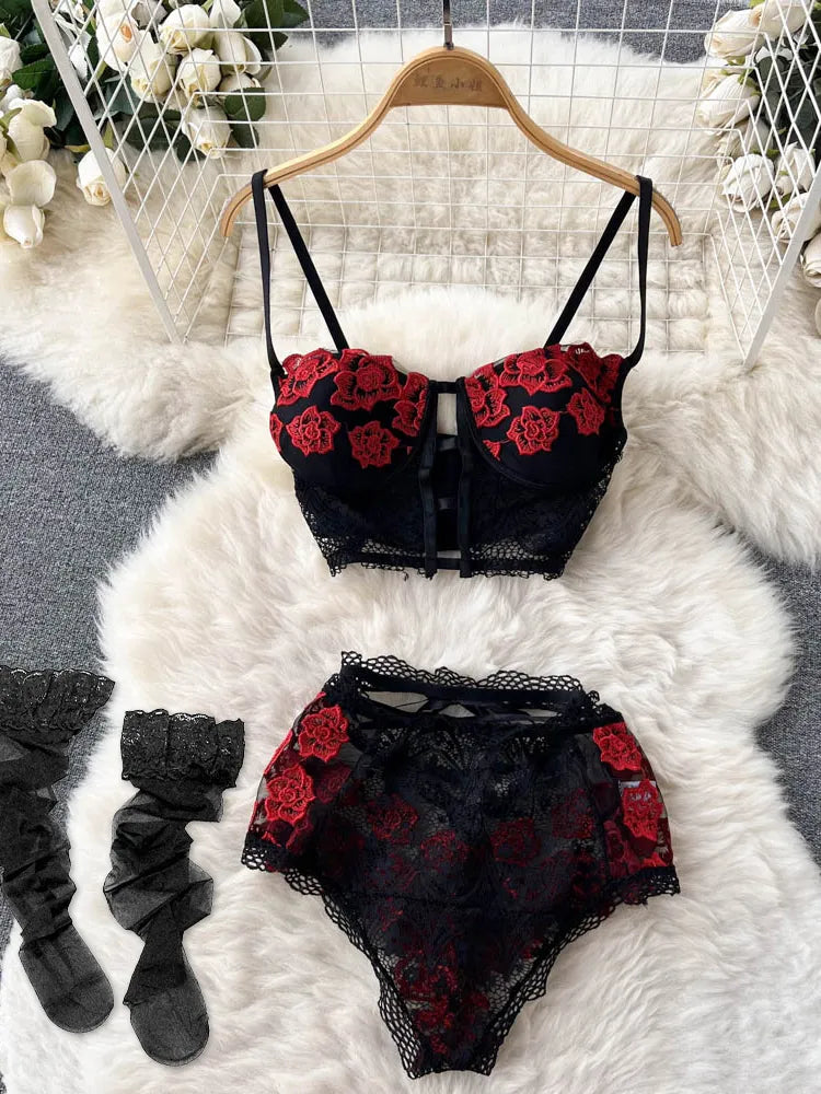 Women's Hollow Combination Bodysuit Slim Fit Erotic Mesh Lace Jumpsuit Bodysuit Sexy Fashion Pajamas