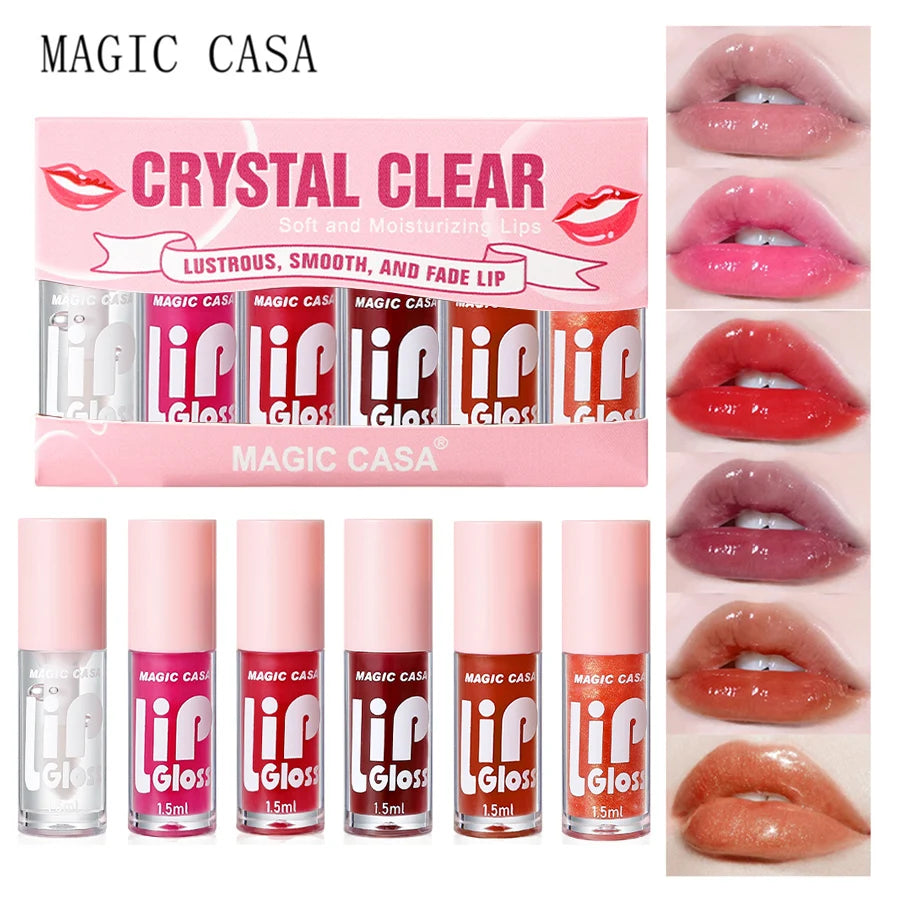 NEW Arrivals 6PCS Set Korean Small Bottle Hydrating Jelly Lip Oil Long-Lasting Moisturizing Smooth Shimmering Lip Hydrating Liquid Korean Skin Care Products
