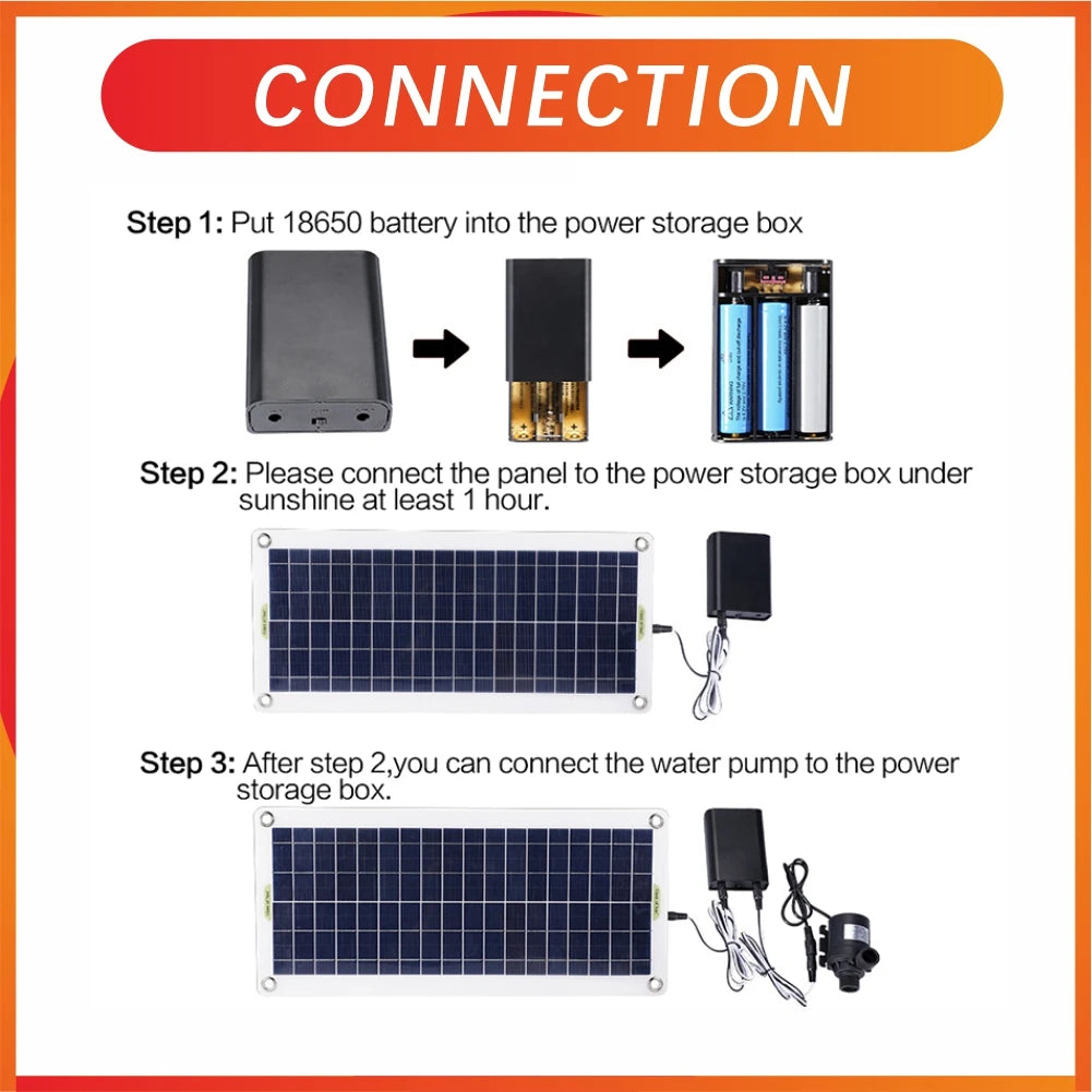 NEW Arrivals Full Set 800L/H Water Pump 12V Solar Panel Power Bank Set Ultra-quiet Submersible Water Pump Motor Camping Fish Pond Garden Fountain Tools Home Outdoor Supplies