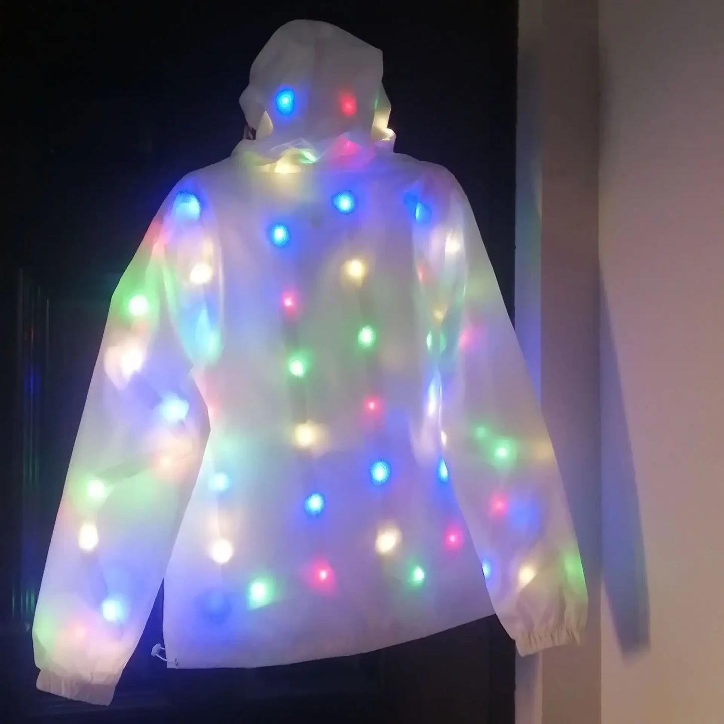 Dancing Costume LED Jacket Luminous Led Cosplay Clothes Halloween Costume Rave Party Clothes Pocket with Zipper