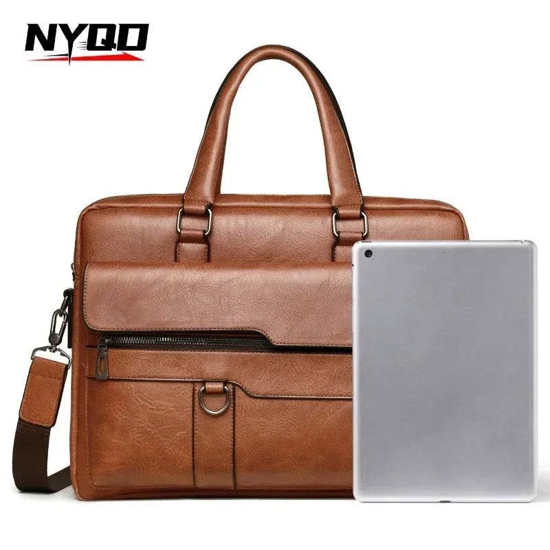 High Quality Business PU Leather Shoulder Messenger Bags Men 14 Inch Laptop Bag Men Briefcase Bag Office Handbag
