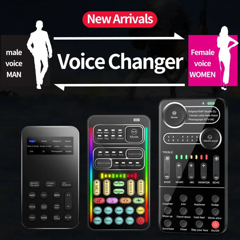 New Voice Changer Mini Portable 8 Voice Changing Modulator with Adjustable Voice Functions Phone Computer Sound Card Mic Tool
