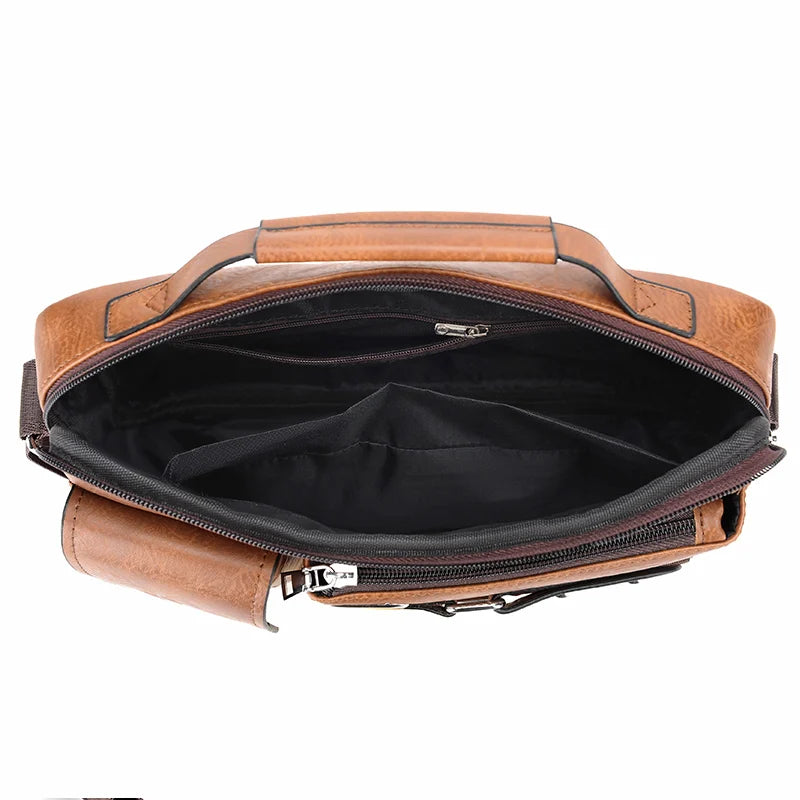 Leather Fashion Men's Shoulder Bag Portable Leather Handbag Business Briefcase Travel Man Crossbody Bags Brand High Quality Men Bags