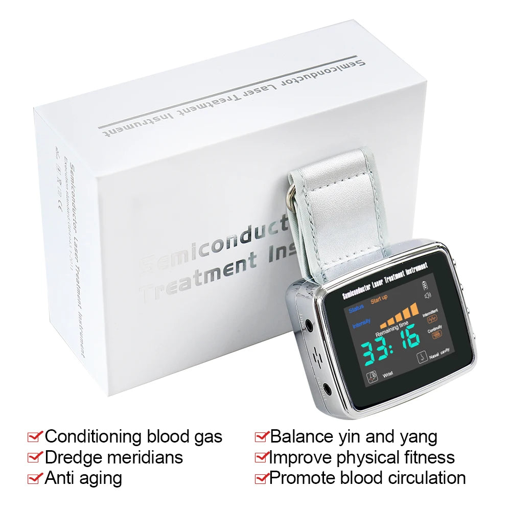 NEW Arrivals 15 Holes 650nm Laser Therapy Watch Diode LLLT Wrist Watch For Diabetes Cholesterol Hypertension Treatment Sinusitis Therapy Health Care Supplies