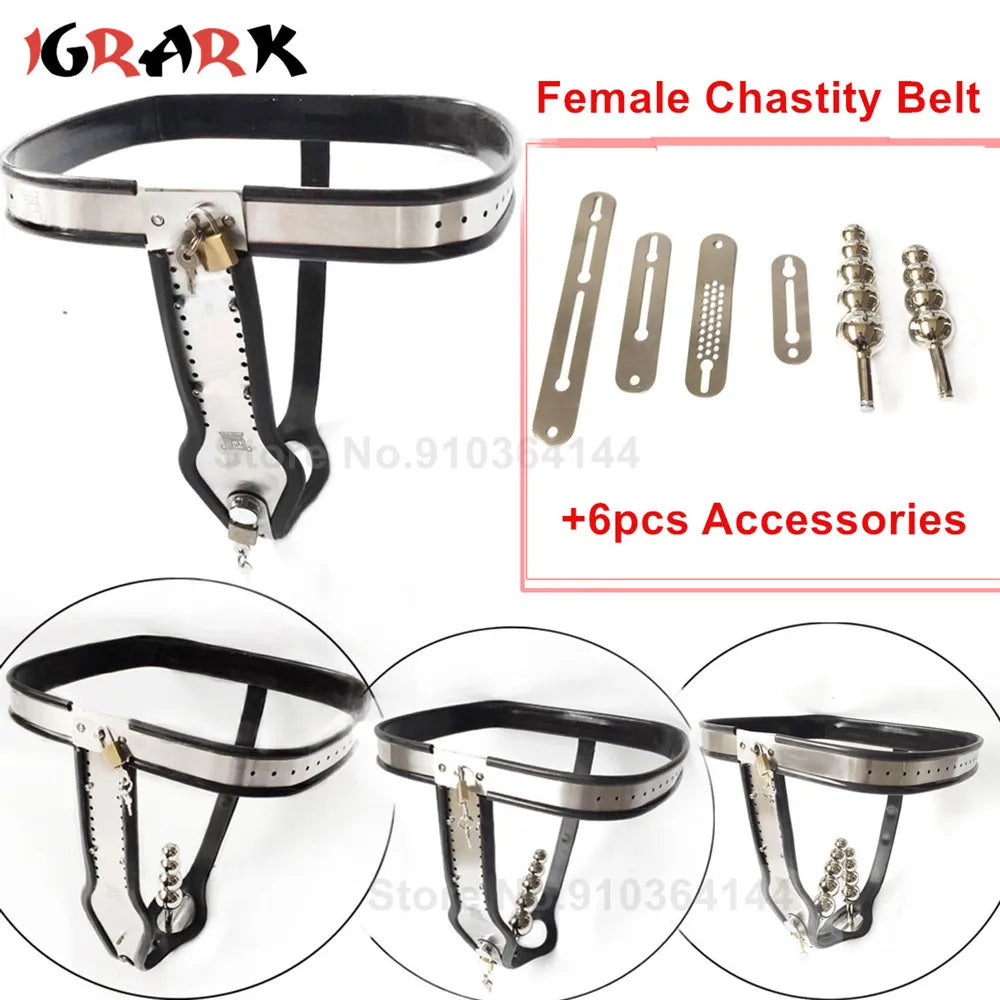Adult Female Chastity Belt Metal Panties Sexy Leather Waistband Vagina Bdsm Bondage Restraint Adult Erotic Sex Toy for Women Underwear