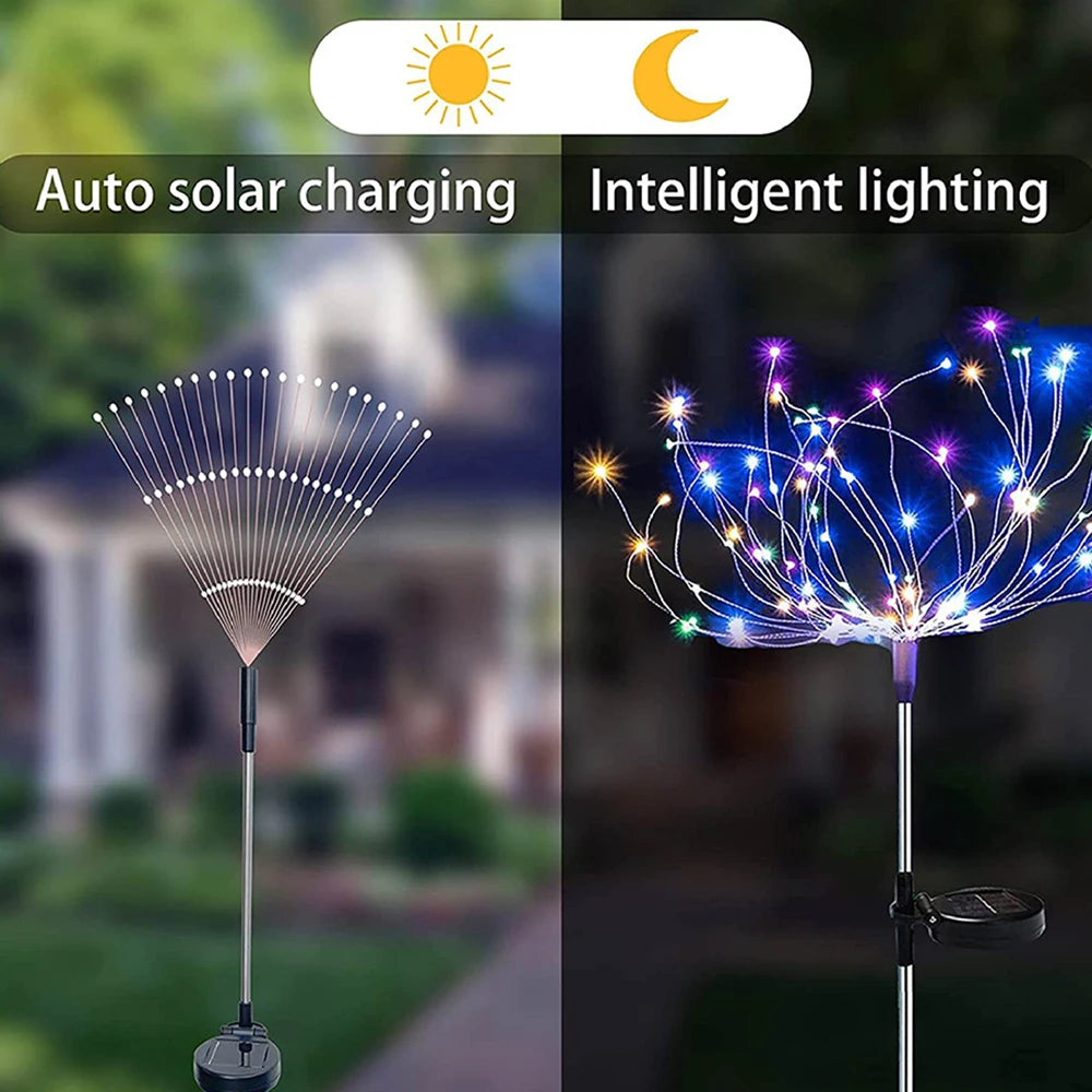 NEW Arrivals Solar Firework Light Grass Globe Dandelion 90/150/200 LED Fireworks Lamp For Garden Lawn Landscape Holiday Christmas Lights Home Garden Decoration Supplies