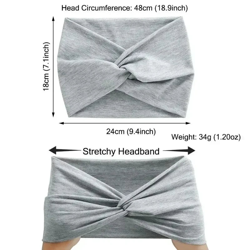 NEW Arrivals 44 Colors/Patterns Sports Elastic Wide-Brimmed Headband Unisex Solid Color Knotted Soft Anti-Slip Warm Turban Bandana Elastic Hairband Ladies Girls Fashion Apparel Accessories Clothing Supplies