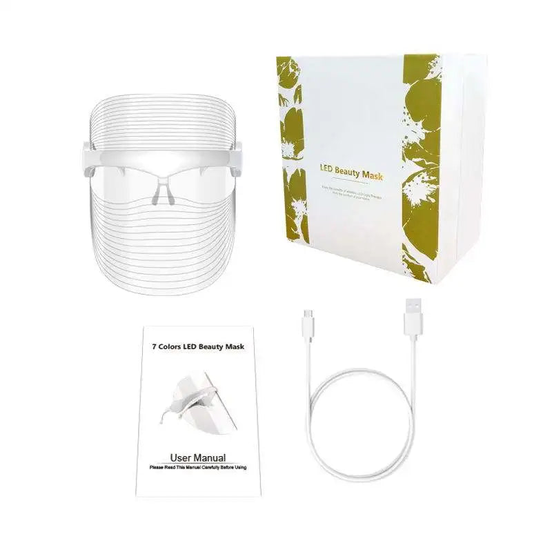 Wireless Rechargeable 7 Color LED Treatment Skin Tightening Facial Massager Skin Care LED Mask Women Beauty Mask Absorption