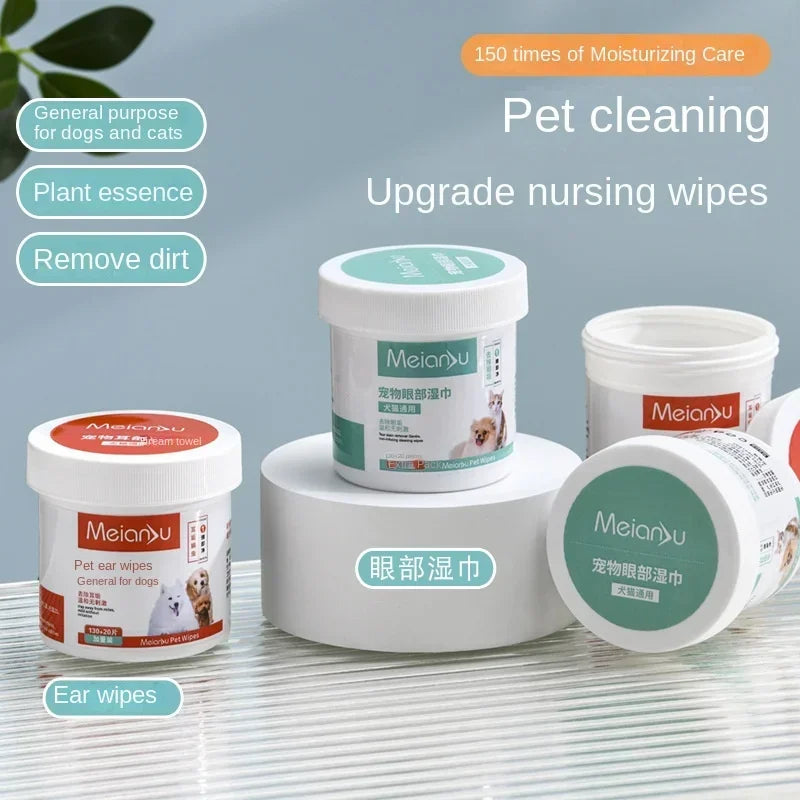 NEW Arrivals 5 Box Set Pet Ears/Eyes Wipes, Dog and Cat Eye and Ear Cleaning and Stain Removal Wipes, Puppy and Kitten Grooming Wipes Pets Cleaning Supplies