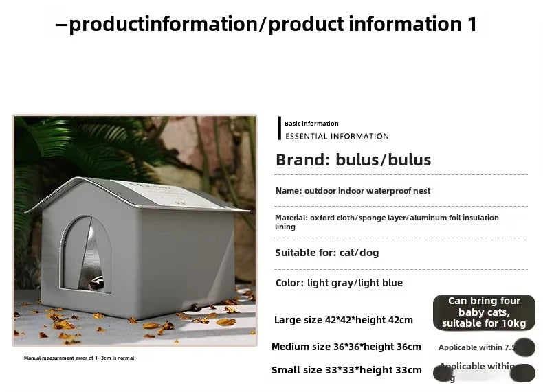 NEW Arrivals Cat House Waterproof Outdoor Winter Warm Pet Cave Sleeping Beds Shelter Tent Foldable Small Dog Puppy Supplies Universal Four Seasons Pets Accessories