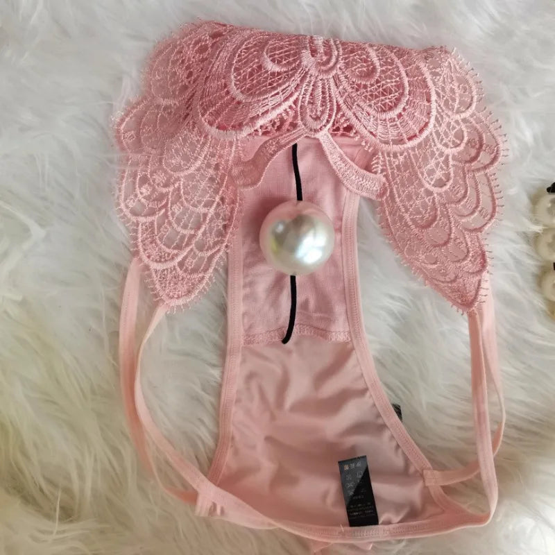 NEW Arrivals Pink/Black/Claret Color Pearl Panties, Enlarged Massage Beads, Sexy Thong, Tight Briefs Panties Women Sexy Hot Crotchless Thongs Women Sexy Underwear