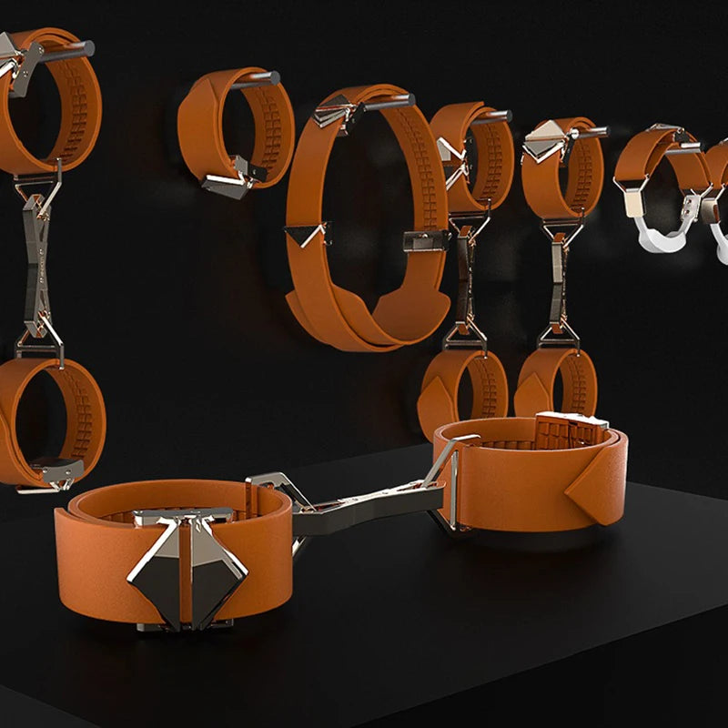Sevanda DIY 8pcs Bondage Harness Gear BDSM Set Adults Hand and Foot Cuffs with Collar Sexual Couples Kit Adult Harness Supplies