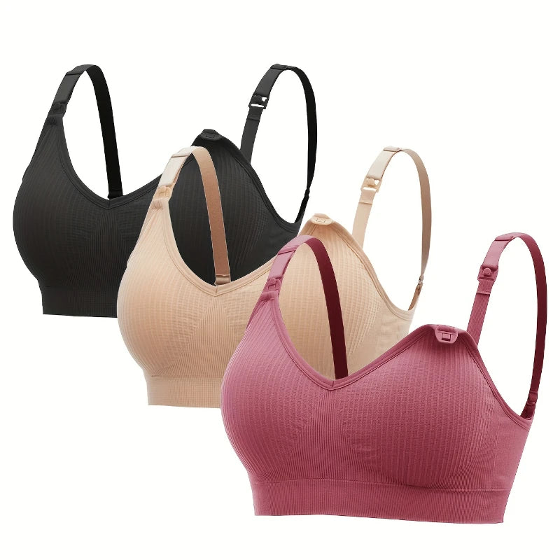 NEW Arrivals 3PCS Set No Steel Ring with Sports Pad Bra Breastfeeding Non-Sagging Vest-Style Pregnant Women's Clothing Underwear Front Buckle Bras